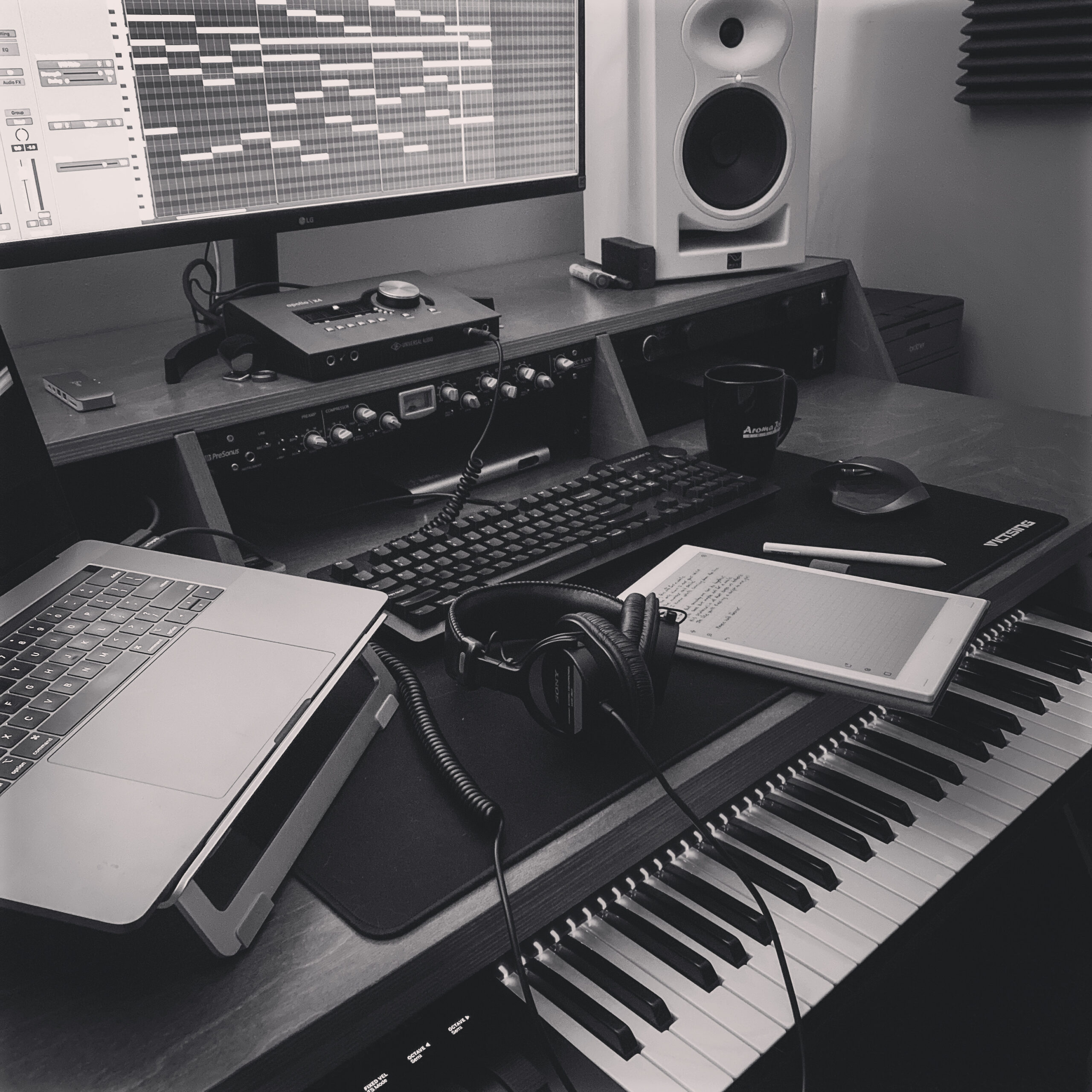 Studio Desk With Notebook and Keyboard